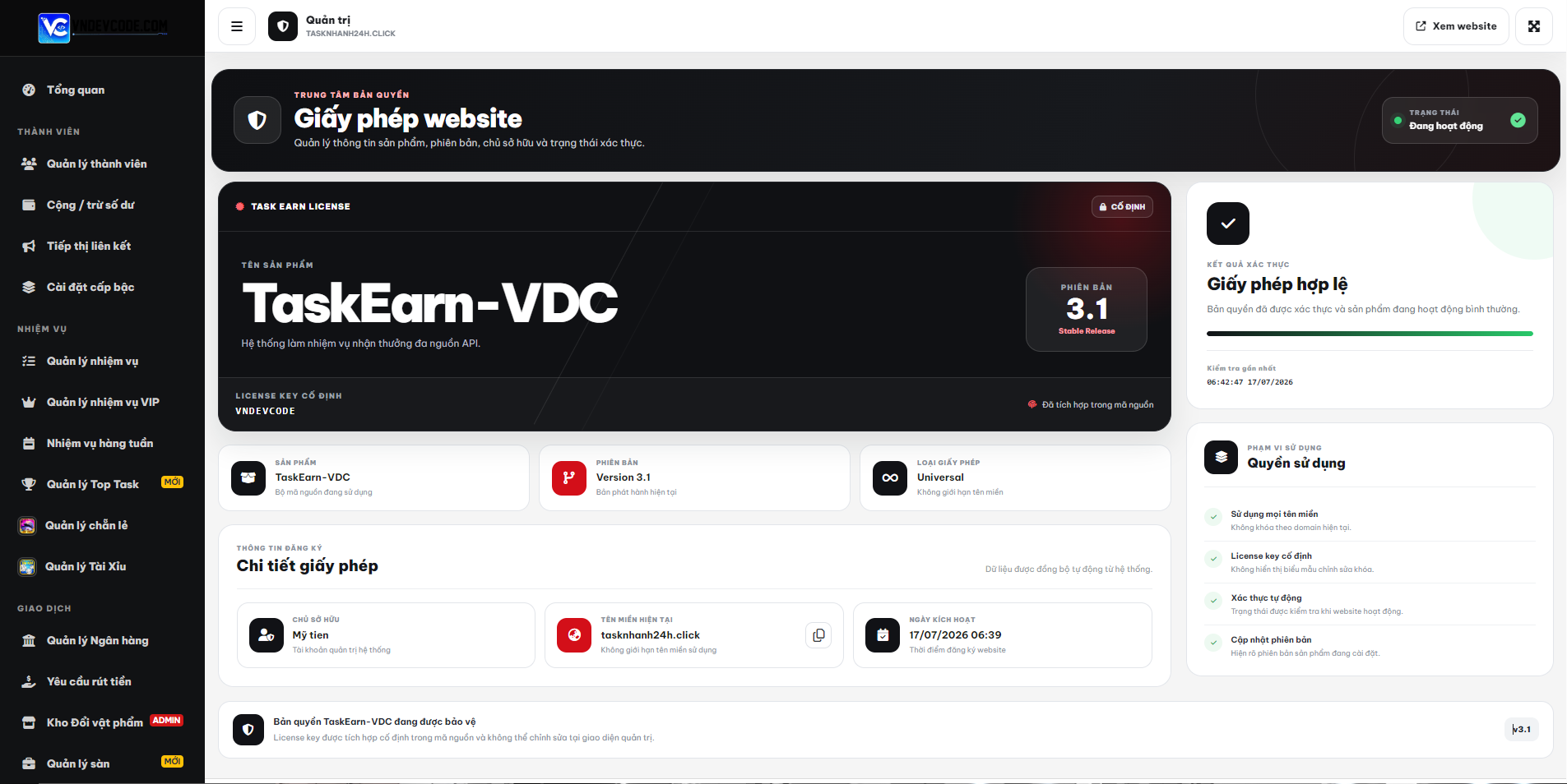 [Taskearm] Mã nguồn api vượt link , kiếm tiền Traffic user vượt link ăn tiền, có động đồng job